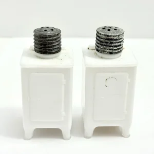 Vintage Milk Glass GE Refrigerator Ice Box Salt & Pepper Shaker Set Corks Bottom