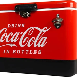 Coca Cola Cool Box 51L Leak-Proof Air Tight Drybox 85 Can Capacity Mini Ice Box